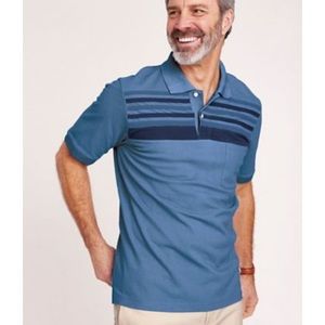 NEW John Blair Chest-Stripe Polo Blue Size: 2XL